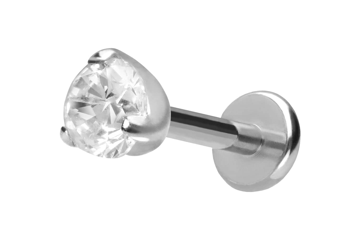 Titan Labret Piercing mit Push Fit EINGEFASSTER KRISTALL